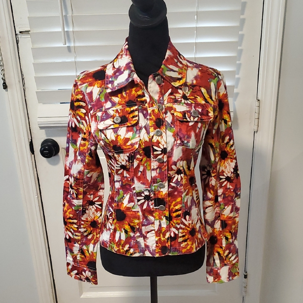 Live a Little Multicolor Floral Button Up Jacket